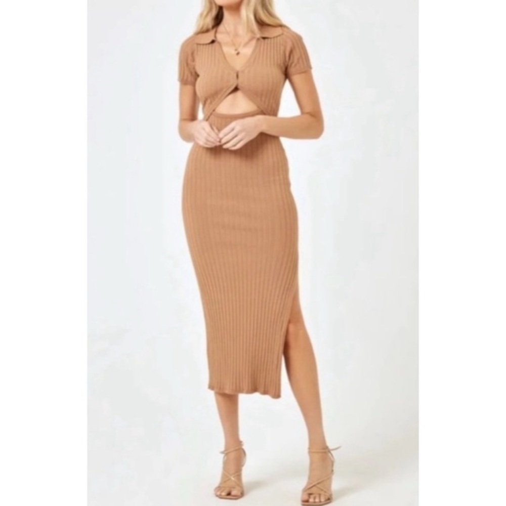 NEW L*SPACE Lena Cut-Out Coverup Dress in Camel